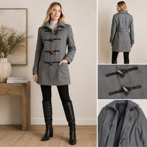 Banana Republic Coat Womens Small Gray Black Wool Blend Overcoat Winter Jacket